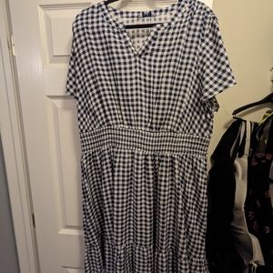 Blue and white check dress